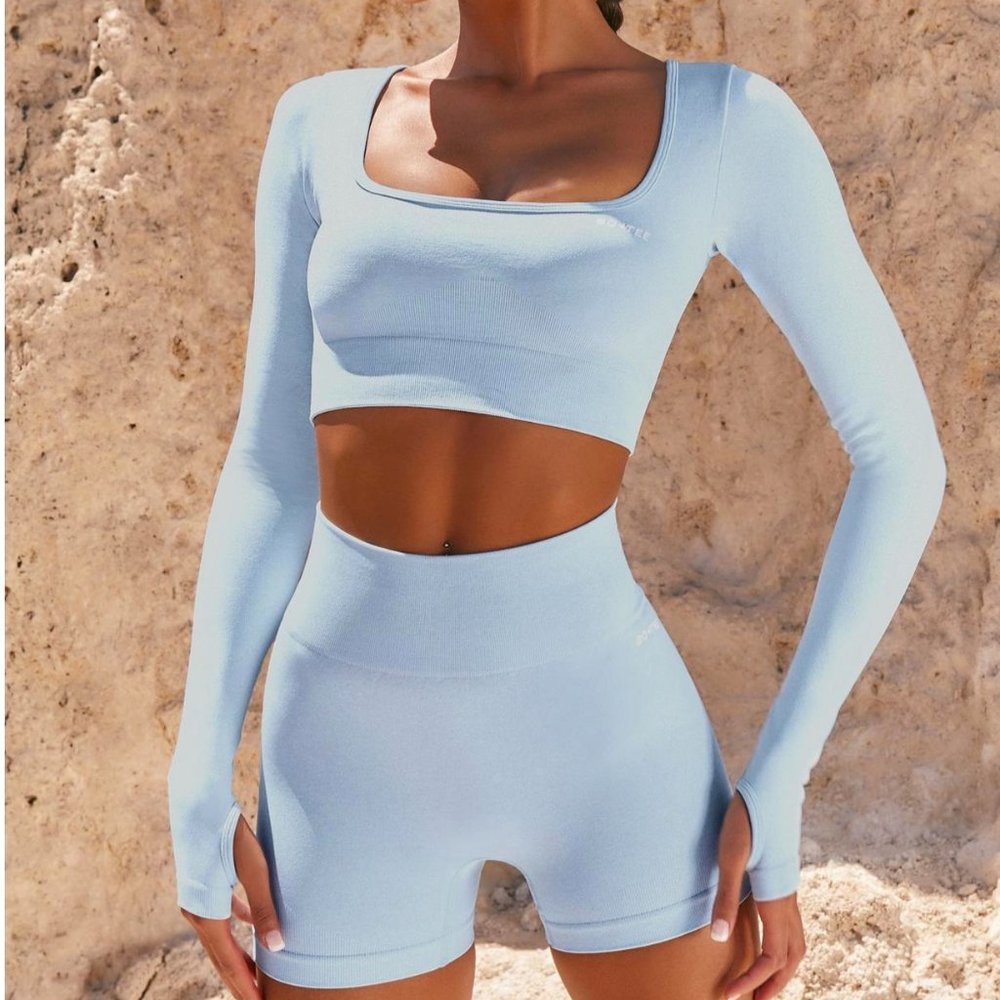 XS bo+tee seamless workout set | blue